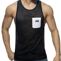 Débardeur Poche Contrastée - Noir - Blanc