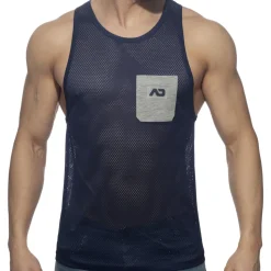 Débardeur Poche Contrastée - Marine - Gris