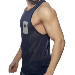 Débardeur Poche Contrastée - Marine - Gris