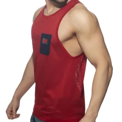 Débardeur Poche Contrastée - Rouge - Marine