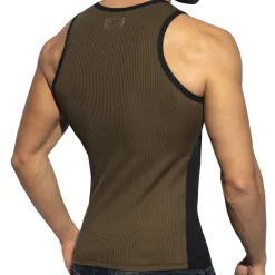 Débardeur Recycled Rib Bicolore Noir - Kaki