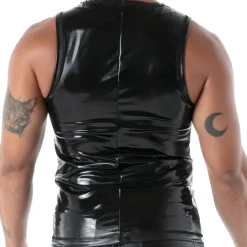 Débardeur Zippé en Latex Seconde Peau Noir