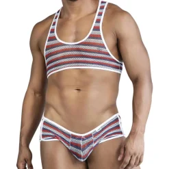 Ensemble Crop Top - Shorty à Rayures Colorées