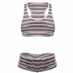 Ensemble Crop Top - Shorty à Rayures Colorées