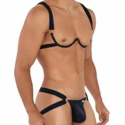 Ensemble Harnais Soutien-Gorge - Jock Strap Noir