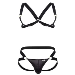 Ensemble Harnais Soutien-Gorge - Jock Strap Noir