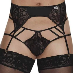 Ensemble Jarretière - Jock Strap Dentelle Noir