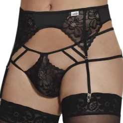 Ensemble Jarretière - Jock Strap Dentelle Noir