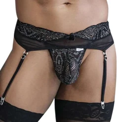 Ensemble String - Porte-Jarretelle en Dentelle Noir