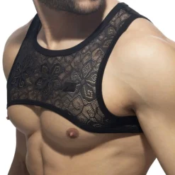 Harnais Dentelle Florale Noir