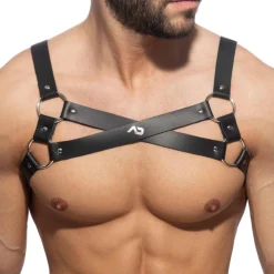 Harnais X en Cuir Noir