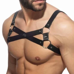 Harnais X en Cuir Noir