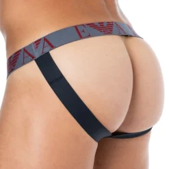 Jock Strap Bold Monogram Coton Marine - Rhubarbe