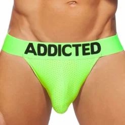 Jock Strap Cockring Mesh Neon Vert Fluo