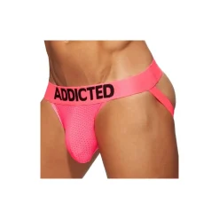 Jock Strap Cockring Mesh Neon Rose Fluo