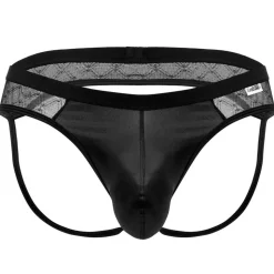 Jock Strap Dentelle Simili Cuir Noir