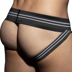 Jock Strap Double Stripe Noir - Kaki