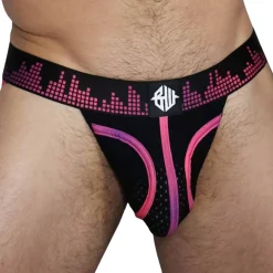 Jock Strap Equalizer Noir - Rose Fluo