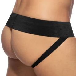 Jock Strap Front Zip Rub Cockring Noir