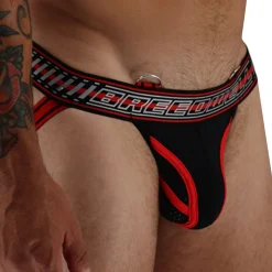 Jock Strap Gymnetixxx Noir - Rouge