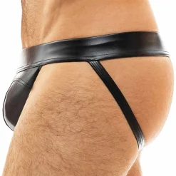 Jock Strap Leather Simili-Cuir Noir