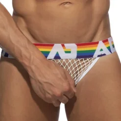Jock Strap Rainbow Net Blanc