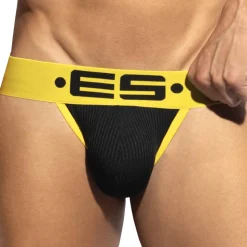 Jock Strap Recycled Rib Noir - Jaune