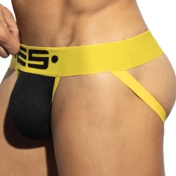 Jock Strap Recycled Rib Noir - Jaune