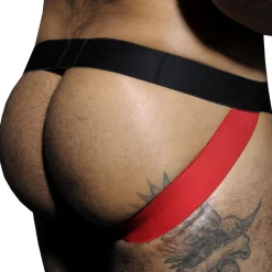 Jock Strap Stripe Fetish Noir - Rouge
