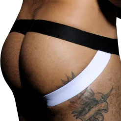 Jock Strap Stripe Fetish Noir - Blanc