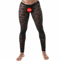 Legging Ouvert en Dentelle Fluide Noir