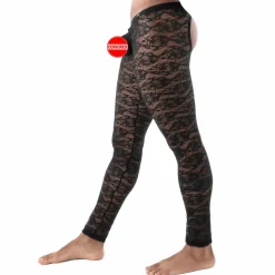 Legging Ouvert en Dentelle Fluide Noir