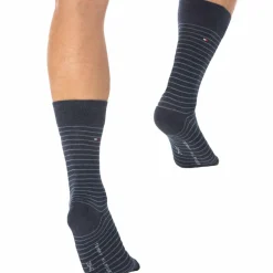 Lot de 2 Paires de Chaussettes Basses Bleu Jeans - Fine Rayure Bleue