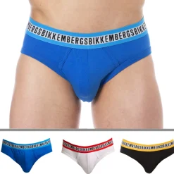 Lot de 3 Slips Fashion Tape Coton Bleu - Noir - Blanc