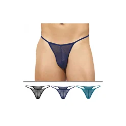 Lot de 3 Strings Mesh Noir - Marine - Bleu