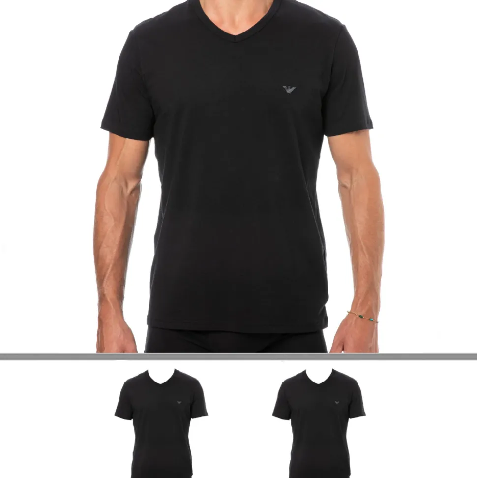Lot de 2 T-Shirts Col V Core Logoband Noirs