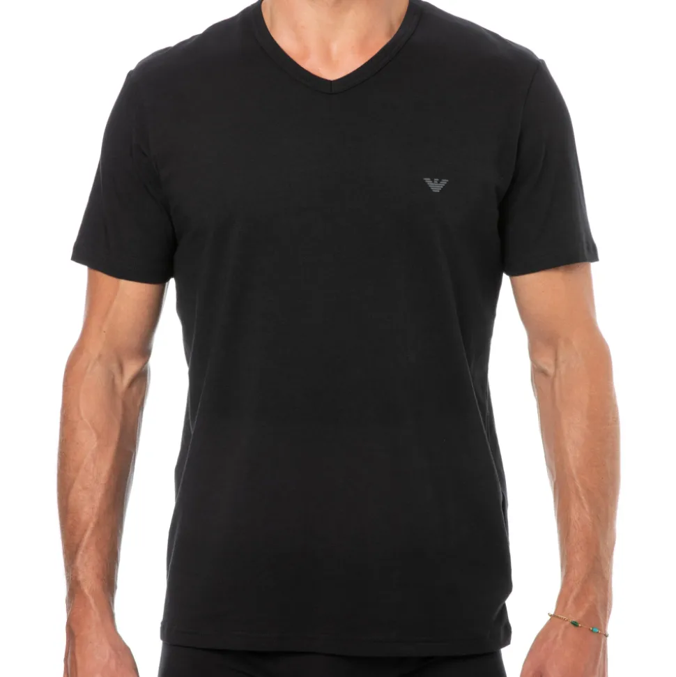 Lot de 2 T-Shirts Col V Core Logoband Noirs