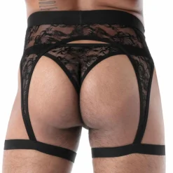 Porte-Jarretelles en Dentelle Fluide Noir