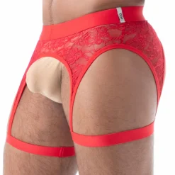 Porte-Jarretelles en Dentelle Fluide Rouge