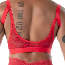 Porte-Jarretelles en Dentelle Fluide Rouge