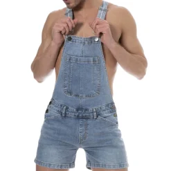 Salopette Courte Jeans Bleu Indigo