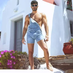 Salopette Courte Jeans Bleu Indigo