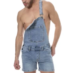 Salopette Courte Jeans Bleu Indigo