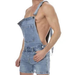 Salopette Courte Jeans Bleu Indigo