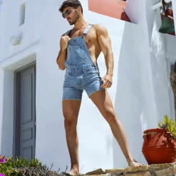 Salopette Courte Jeans Bleu Indigo