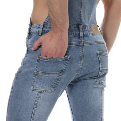 Salopette Longue Jeans Bleu Indigo