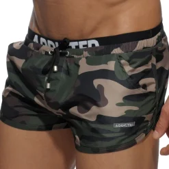 Short de Bain Double Waistband Camouflage Kaki