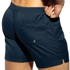 Short de Bain Long Piqué Bleu Marine