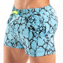 Short de Bain Mi-Cuisse Imprimé Bleu