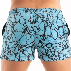 Short de Bain Mi-Cuisse Imprimé Bleu